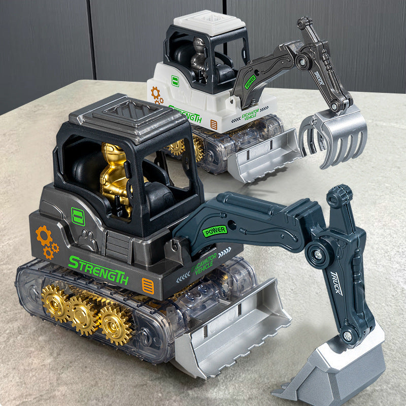 Children's Toys, Inertial Driving Gear Engineering Vehicle, Movable Joint Excavator, Boys' Toys Wholesale, Street Vendor