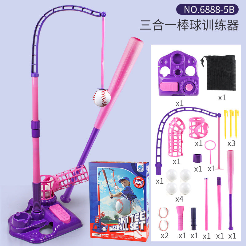Cross Border Outdoor Sports Toy One Button Launcher Baseball Launcher Three-in-One Baseball Trainer Sports Toy - 6888-5B…
