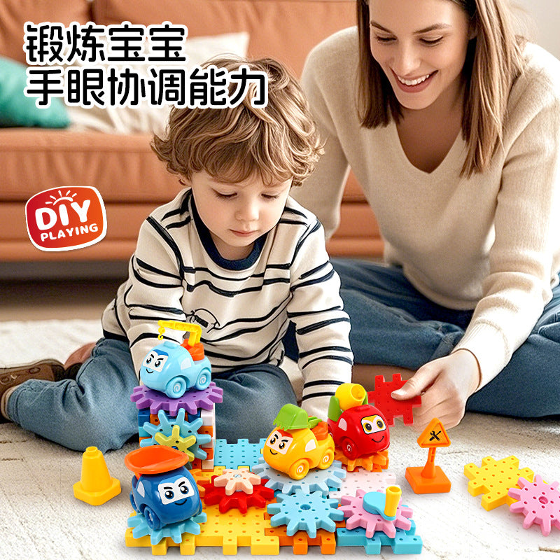 Electric Versatile Large Gear Building Blocks Kidsren's Educational Science and Education DIY Assembly Engineering Vehicle…