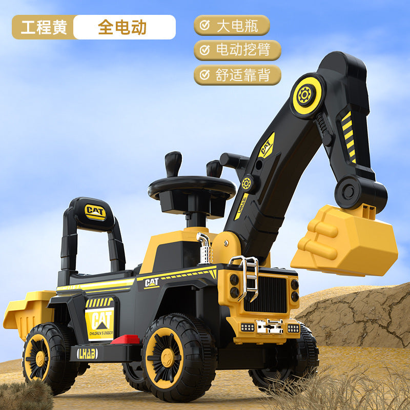Children's Electric Excavator, Large Enough for Kids to Ride On, Suitable for Boys and Girls, Toy Construction Vehicle…