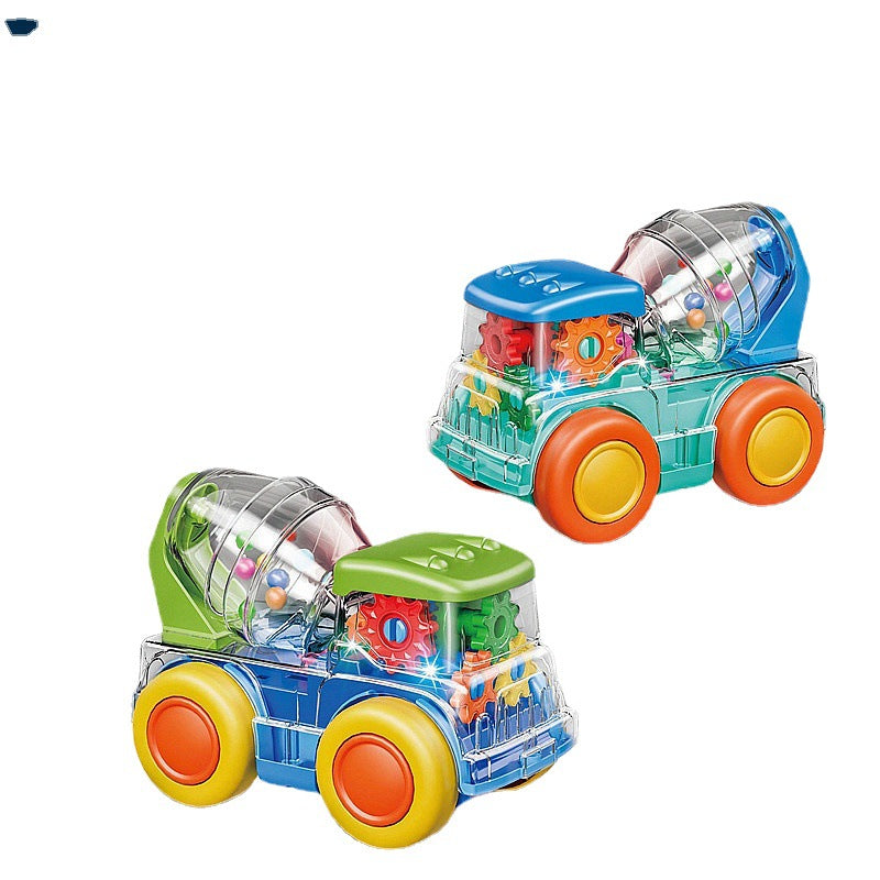 New Electric Universal transparent gear mixer crane mining engineering car light music cartoon children's toys - image 5