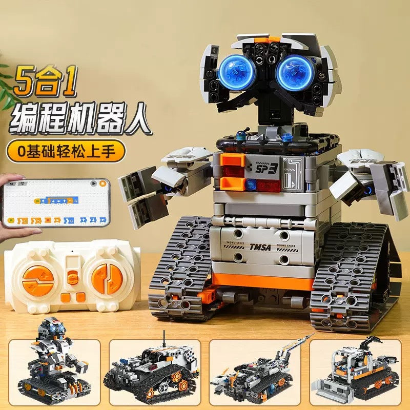 Cross-Border Five-In-One Programming Robot T2008 Decorative Building Blocks Electric Toy Remote Control Toy for Boys…