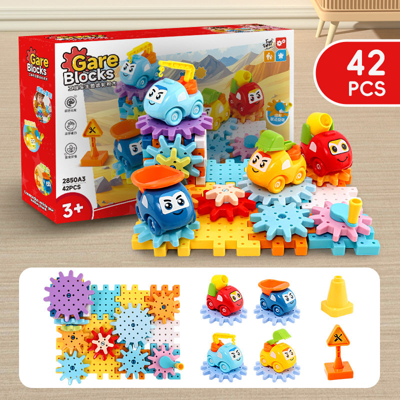Electric Versatile Large Gear Building Blocks Kidsren's Educational Science and Education DIY Assembly Engineering Vehicle…