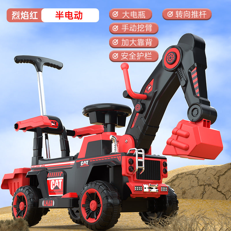 Children's Electric Excavator, Large Enough for Kids to Ride On, Suitable for Boys and Girls, Toy Construction Vehicle…