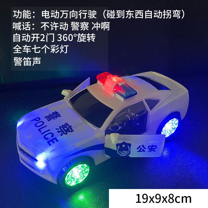 Electric Door Opening Police Car 360 Rotating Car Toy Artificial Police Car Model 110 Automatic Running Stall Wholesale…