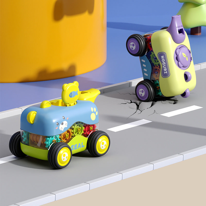 Manufacturer Produces Inertial Cartoon Gear Whistle Toy Car Educational Early Education Baby Crawling Toy Car Sliding and…