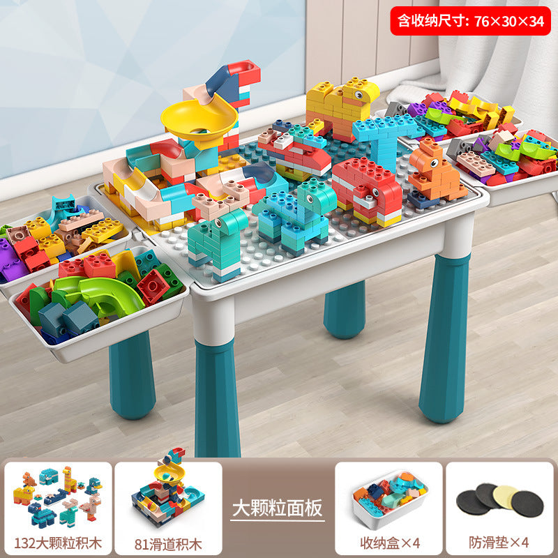 Large Particle Building Block Toys DIY Children's Multifunctional Building Block Table Educational Assembly Learning Table…