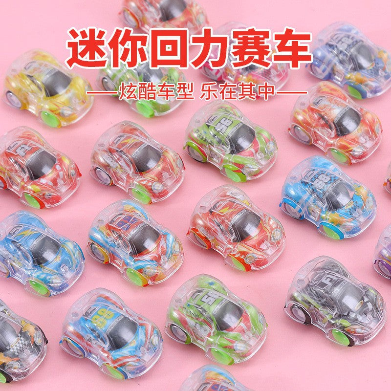 Double color shell transparent back force car inertia mini racing wholesale toy push gift boy model