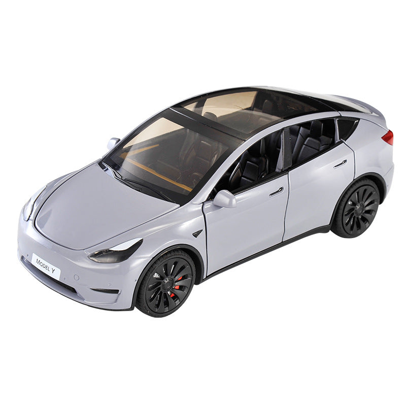 1/24 Tesla Model Y Simulation Alloy Sound and Light Pull-Back Car Model Children's Toy Decoration Wholesale Gift - image 5