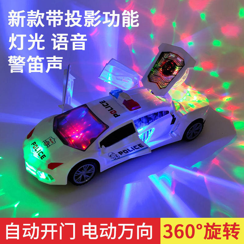 Electric Door Opening Police Car 360 Rotating Car Toy Artificial Police Car Model 110 Automatic Running Stall Wholesale…