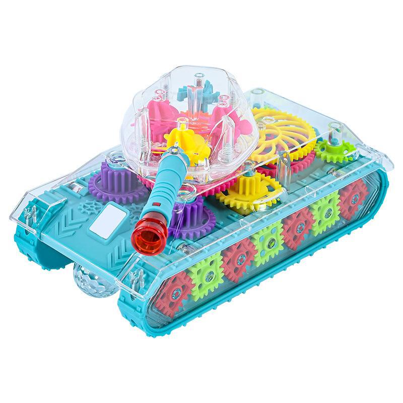 Electric Universal Transparent Gear Toy Car with Music and Lights, Small Train for Children and Boys, Wholesale Night…