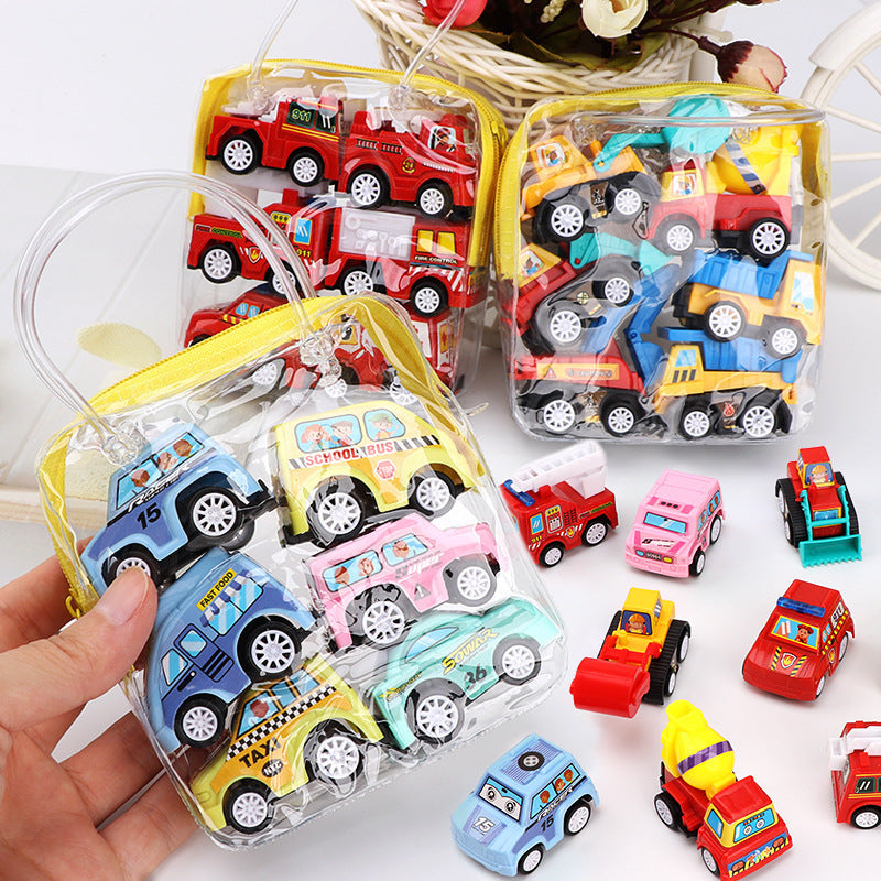 Amazon Children's Cartoon Mini Inertial Pull-Back Car Set Toy Car Bagged Gift Creative Toy Factory