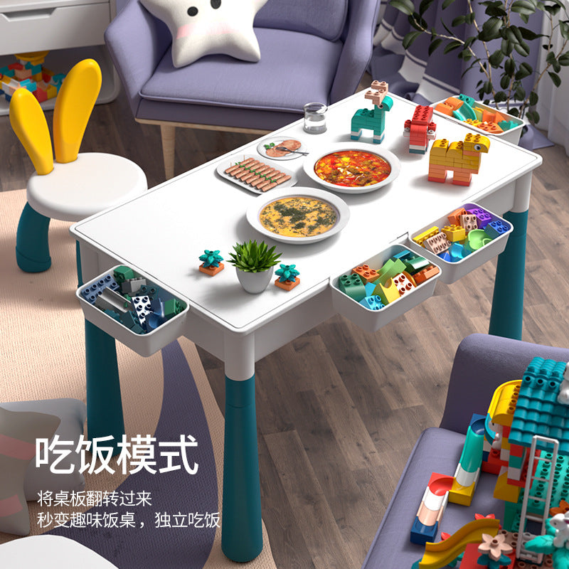 Large Particle Building Block Toys DIY Children's Multifunctional Building Block Table Educational Assembly Learning Table…