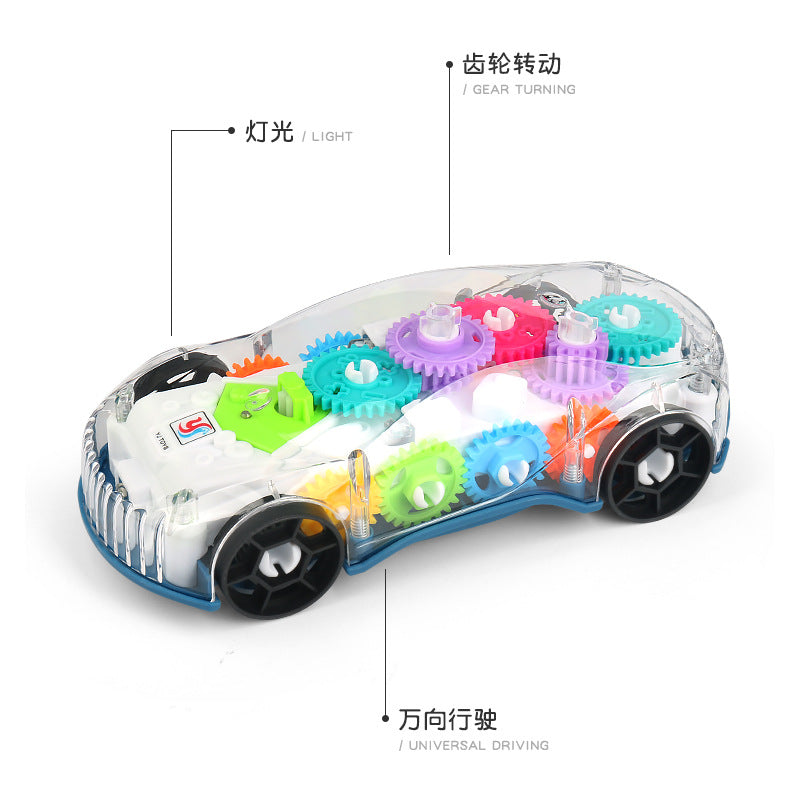 Cross-border Electric Universal transparent gear concept car Music light racing simulation model car children's puzzle…