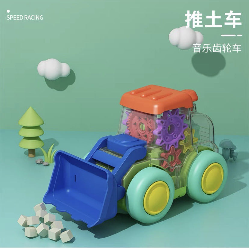 New Electric Universal transparent gear mixer crane mining engineering car light music cartoon children's toys - 02B…