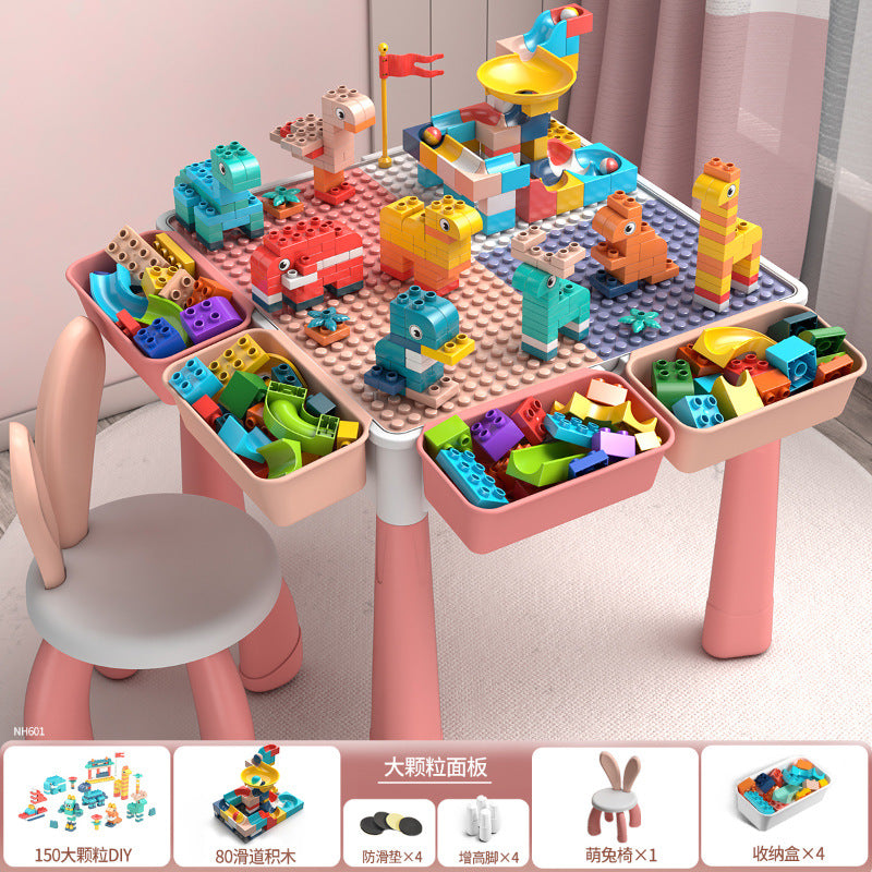 Large Particle Building Block Toys DIY Children's Multifunctional Building Block Table Educational Assembly Learning Table…