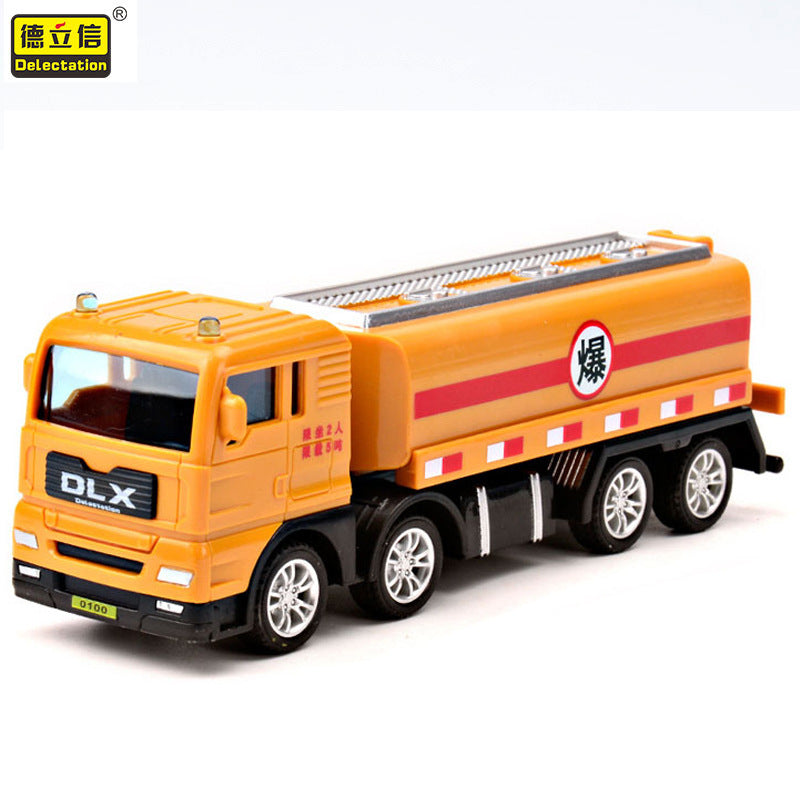 Delixin Kidsren's Rescue Trailer Artificial Flatbed Transporter Car Baby Educational Model Boy Toy Car - Yellow tanker truck