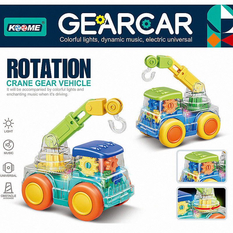 New Electric Universal transparent gear mixer crane mining engineering car light music cartoon children's toys - image 4