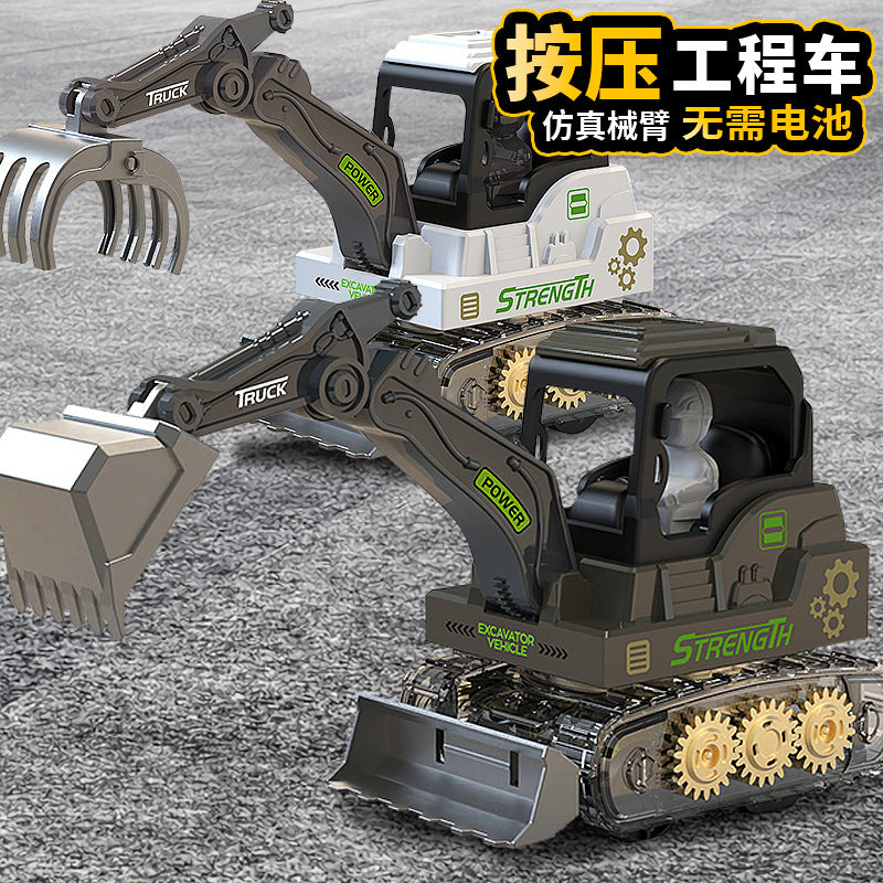 Children's Toys, Inertial Driving Gear Engineering Vehicle, Movable Joint Excavator, Boys' Toys Wholesale, Street Vendor…