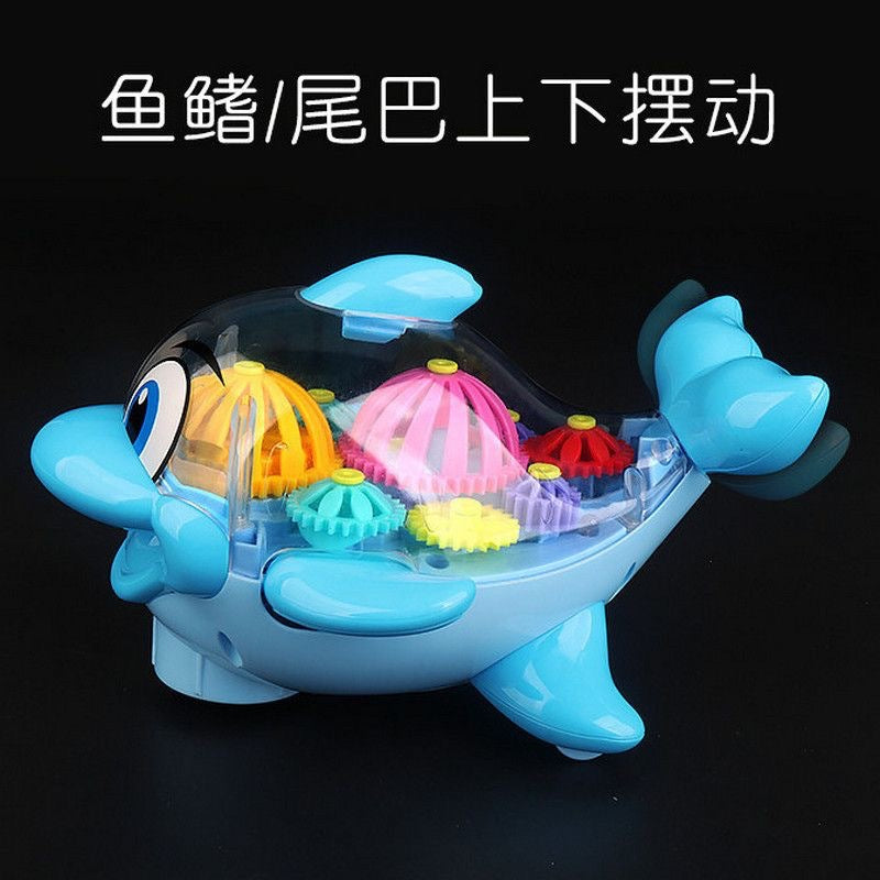 Factory In-Stock Children's Electric Gear-Dripping Dolphin Toy with Cool Lights and Music, Popular Gear Fish Toy Wholesale…