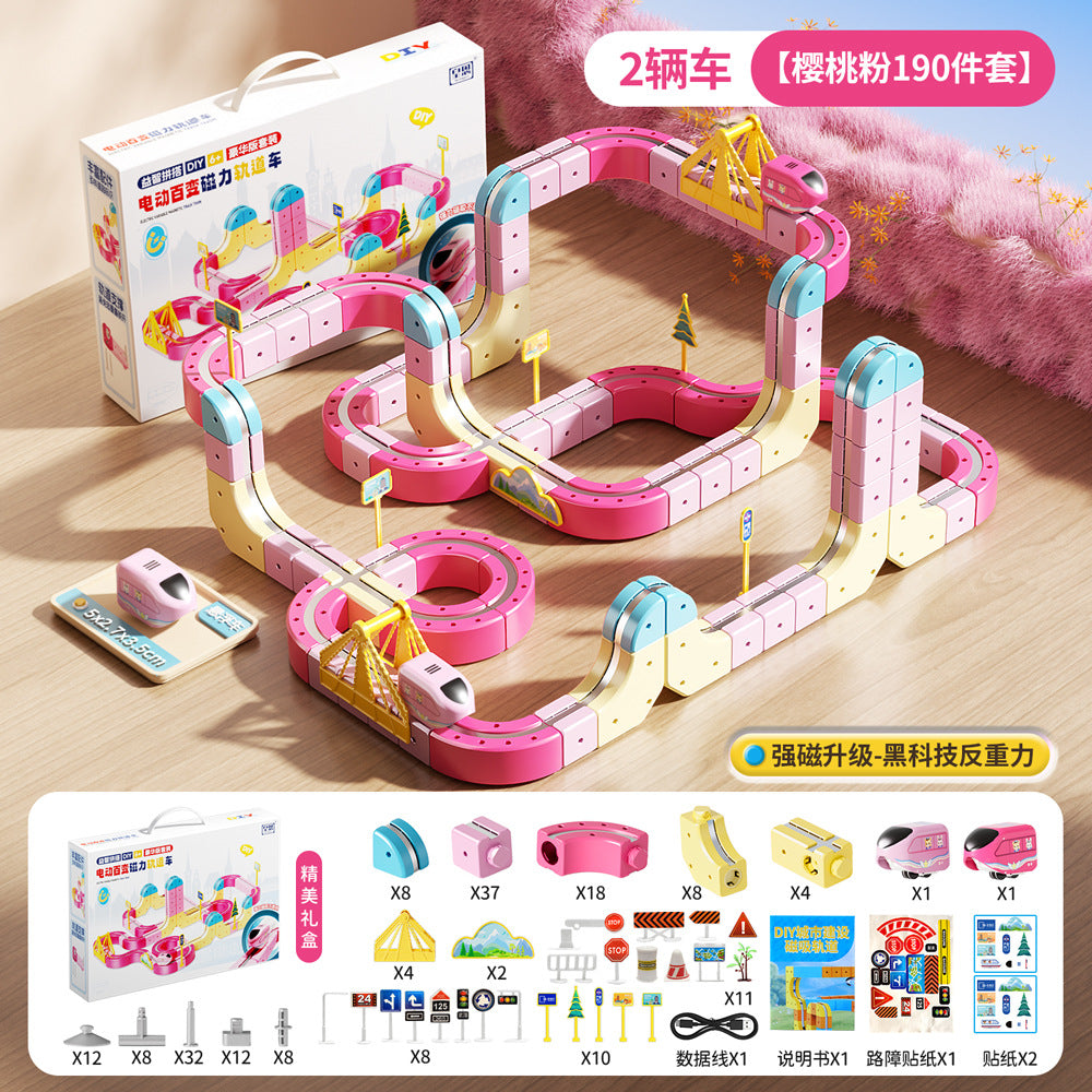 Children's Educational Electric Magnetic High-Speed ​​Train Magic Track Cube DIY Magnetic Assembly Toy for Boys and Girls…