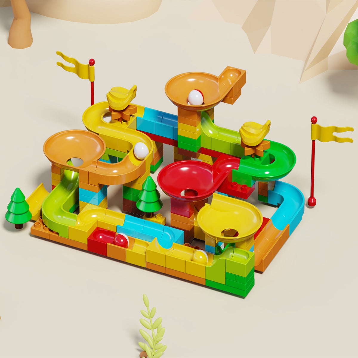 Cross-border wholesale of large particle slide track building blocks, ball track educational assembly DIY toys for boys and…