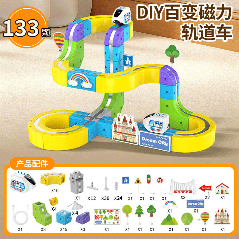 Cross-border Versatile Magnetic Track Car Children's Educational Toy Building Blocks Anti-Gravity Magnetic Suspension Train…