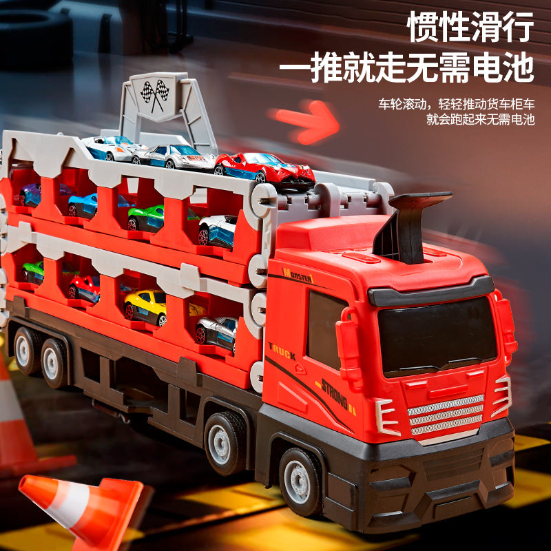 Toy car deformation card transporter storage folding track ejection car alloy children boy gift wholesale - image 4