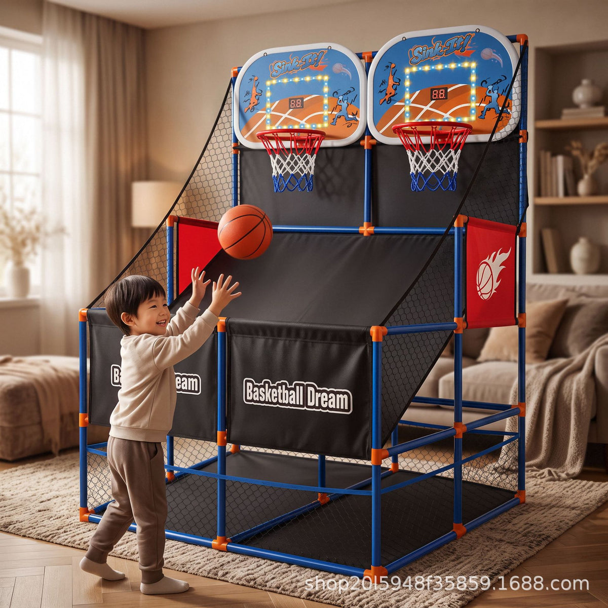 Cross-border best-selling two-player shooting machine with lights and scoring system, indoor and outdoor basketball stand…