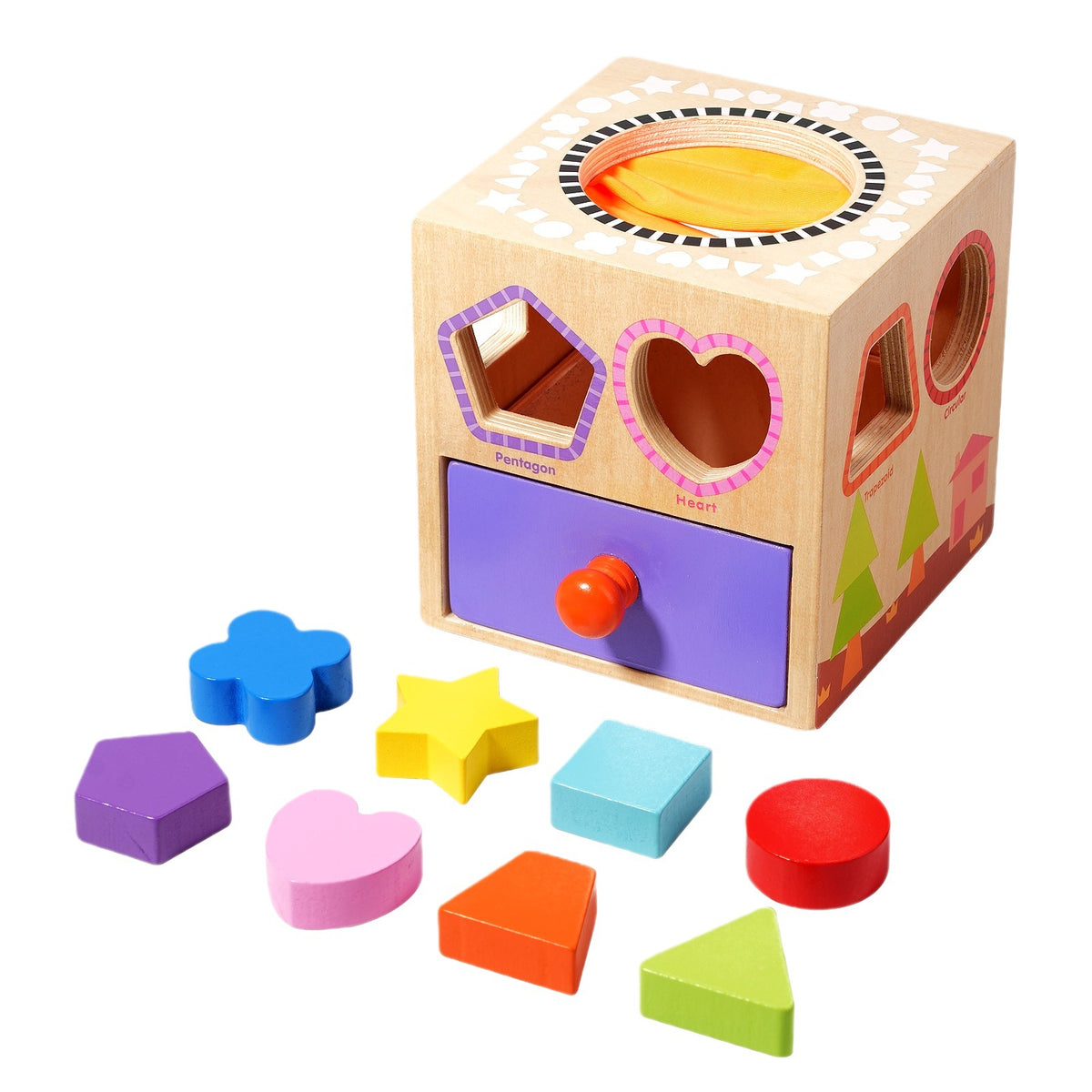 Cross-Border Children's Educational Montessori Multifunctional Coin-Operated Building Blocks Sensory Touch Box Shape…
