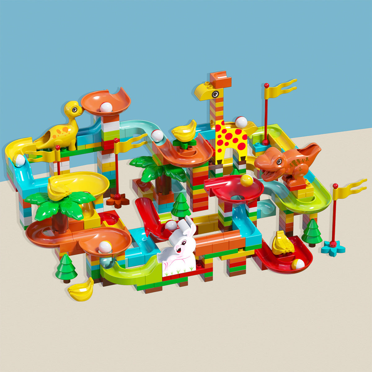 Cross-border wholesale of large particle slide track building blocks, ball track educational assembly DIY toys for boys and…
