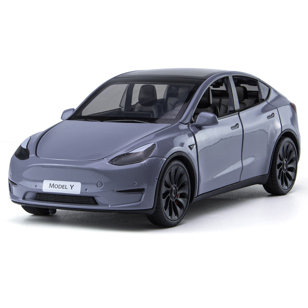 1/24 Tesla Model Y Simulation Alloy Sound and Light Pull-Back Car Model Children's Toy Decoration Wholesale Gift