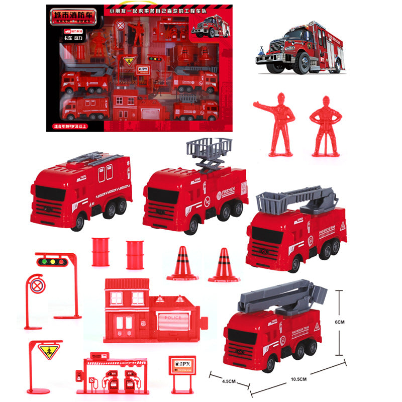 Children's engineering vehicle combination set inertia excavator mixer crane series bulldozer model toy foreign trade…
