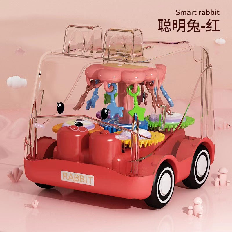 Shake the sound of children's toys cartoon inertia transparent gear fall-resistant bus toy car police car wholesale stall…