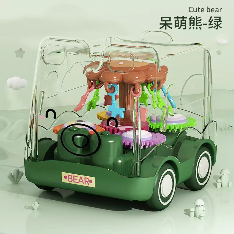 Shake the sound of children's toys cartoon inertia transparent gear fall-resistant bus toy car police car wholesale stall…
