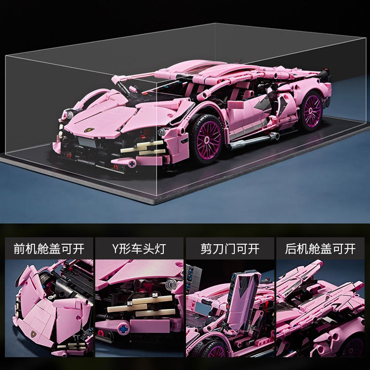Lamborghini Sports Car Green Bull Assembly Building Blocks Mechanical Set Assembly Model Car Remote Control Boys' Toy…