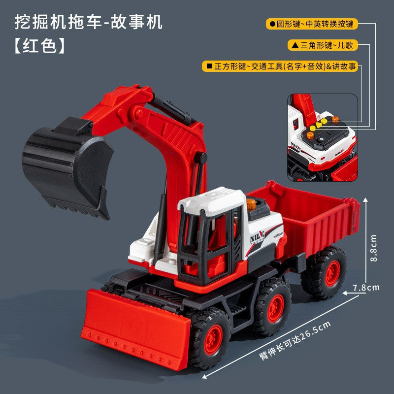 Large Electric Sound and Light Engineering Vehicle for 2-6 Year Old Babies, Children's Gear-Turning Excavator, Early…