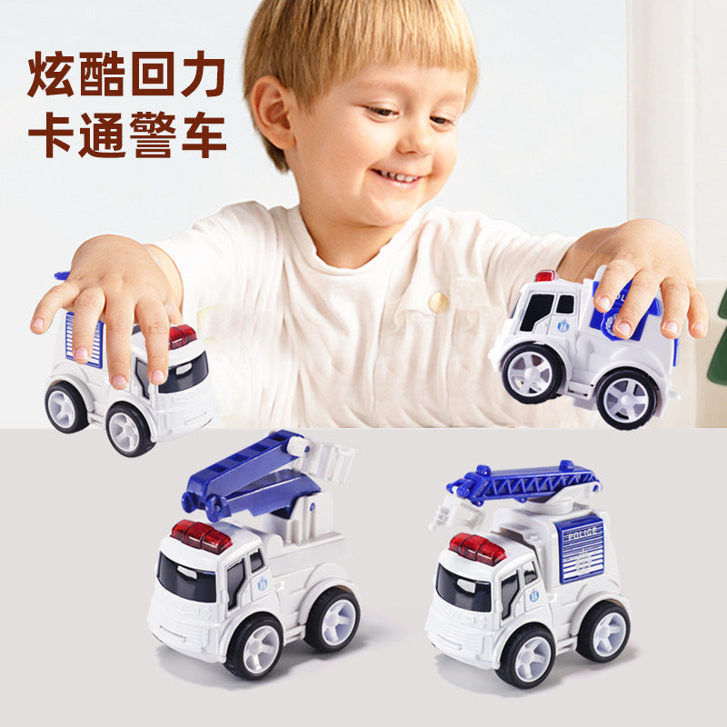 Explosive alloy fall-resistant car inertia car simulation car mini car children baby boy toy police car - image 4