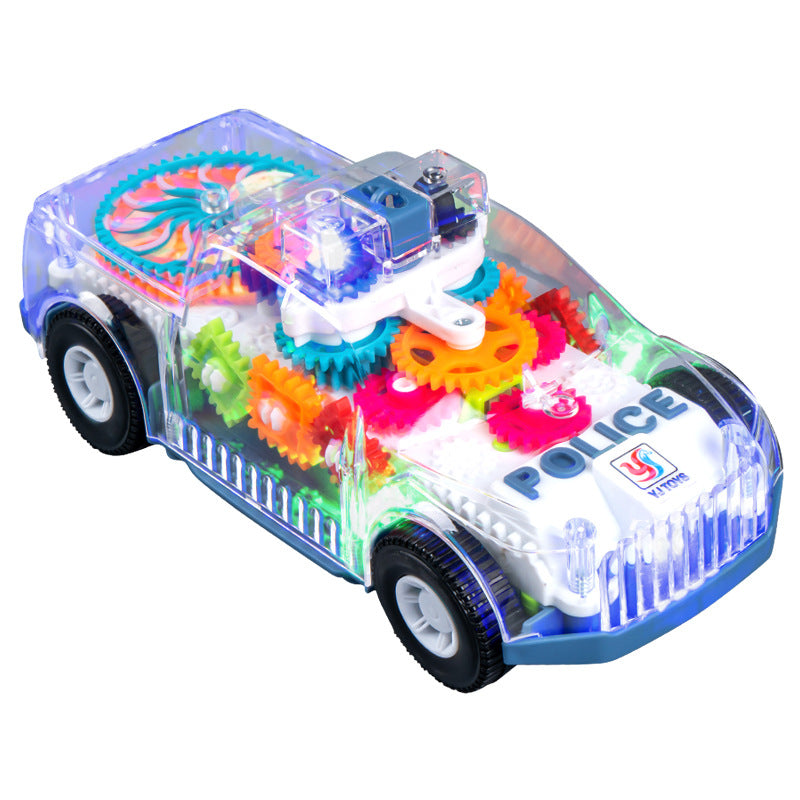 Universal Gear Car with Cool Police Car Design, Transparent Body, Realistic Police Siren Sound, Children's Electric Toy…