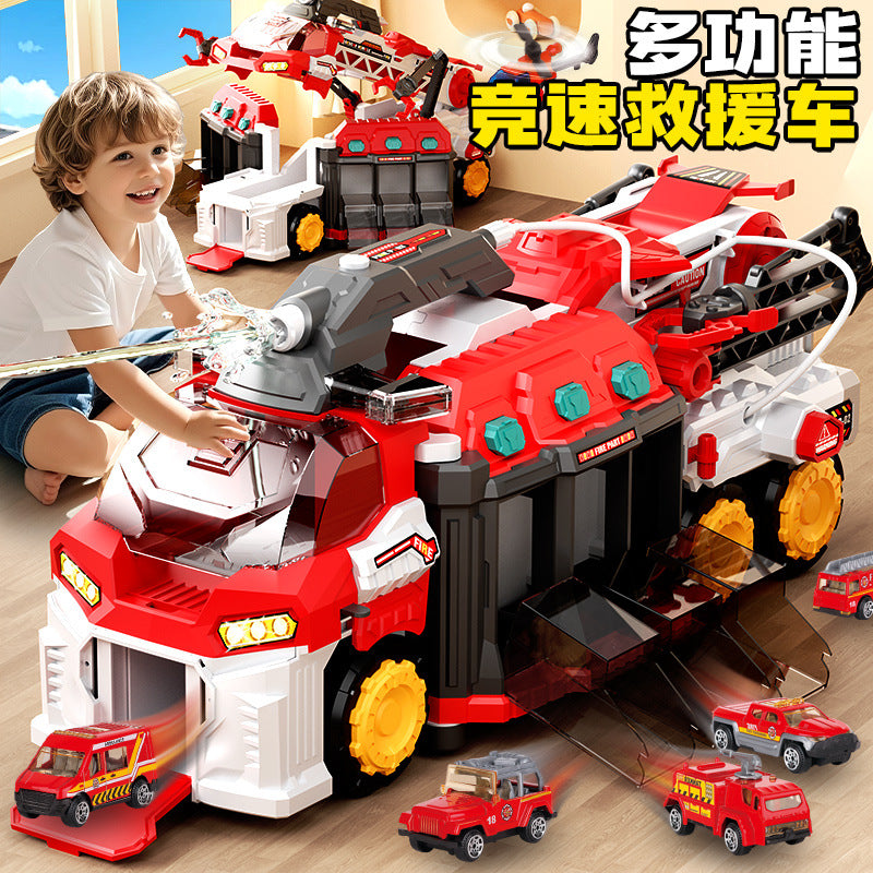 Sam's Same Model Alloy Rescue Fire Truck Airplane Children's Car Boys' Multifunctional Transforming Water Spray and…