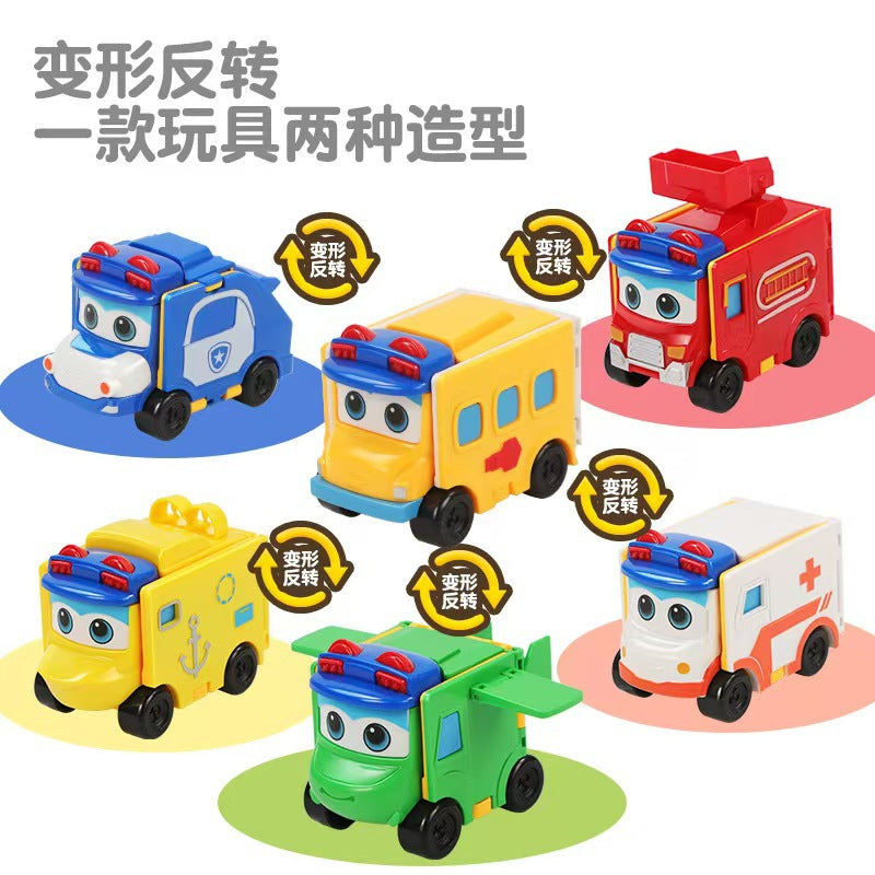 Original Versatile School Bus Toy Children's Reversible Car Double-Sided Transforming Robot Flip Car Boys' Set - image 2