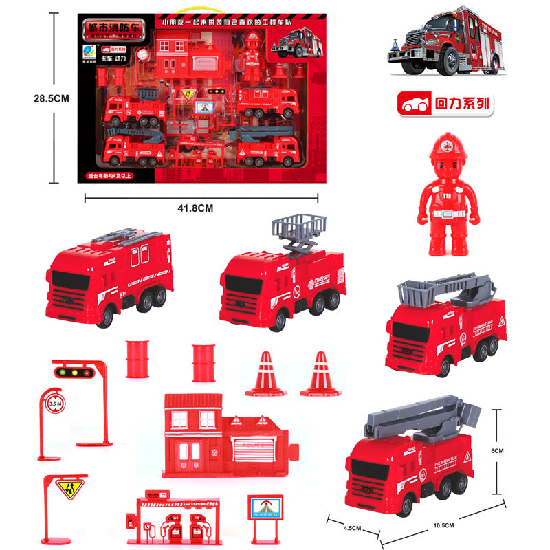 Children's engineering vehicle combination set inertia excavator mixer crane series bulldozer model toy foreign trade…