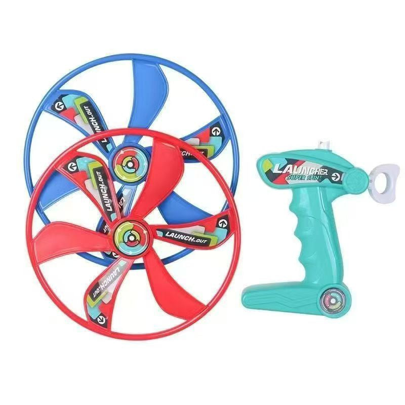 Pull-String Rotating Ufo Outdoor Toy, Giraffe Handle Rotating Ufo, Hand-Pulled Glowing Flying Disc Children's Toy…