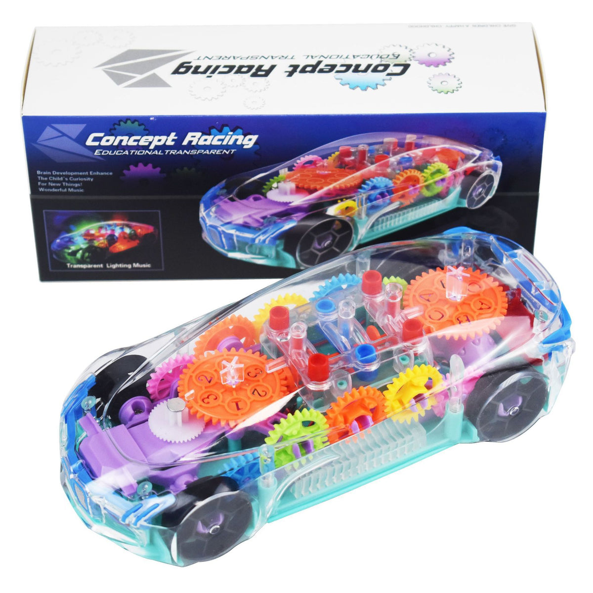 Children's Gear-Driven Electric Land Vehicle Car Toy for 1-3 Year Old Babies, Educational Enlightenment Toy with Lights and…