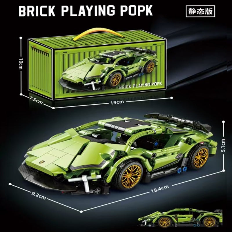 Cross-Border New Product Cyberpunk Building Block Ornaments 911 Lamborghini Space-Themed Sports Car Children's Toy Car…
