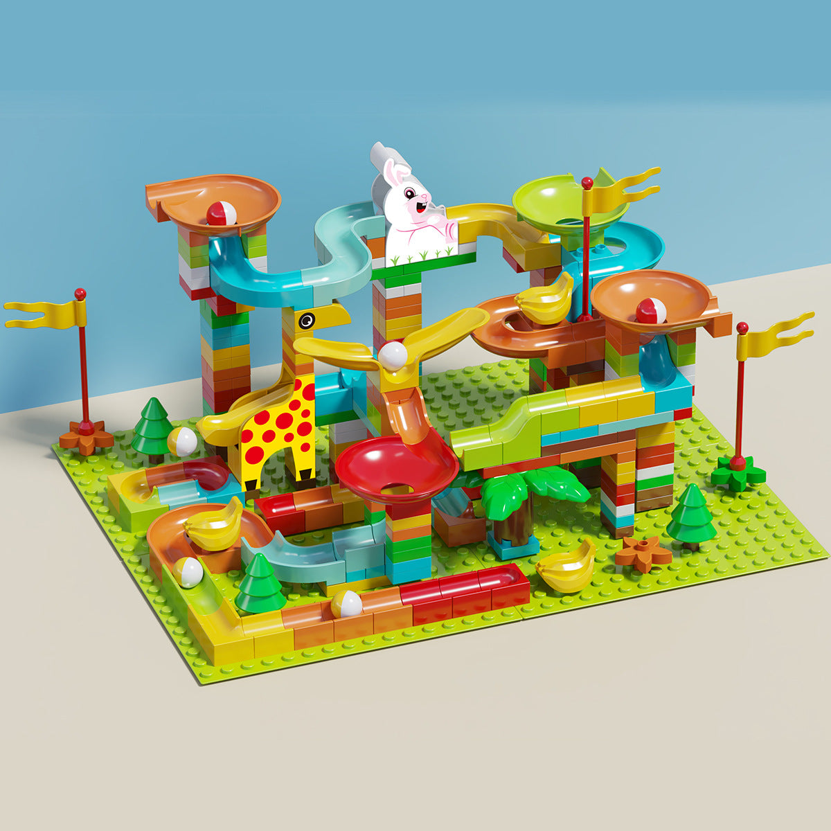 Cross-border wholesale of large particle slide track building blocks, ball track educational assembly DIY toys for boys and…