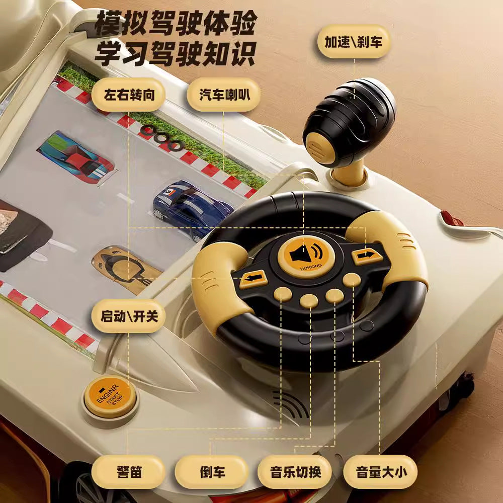 Early education story racing car to break through the big adventure game machine simulation multi-function steering wheel…
