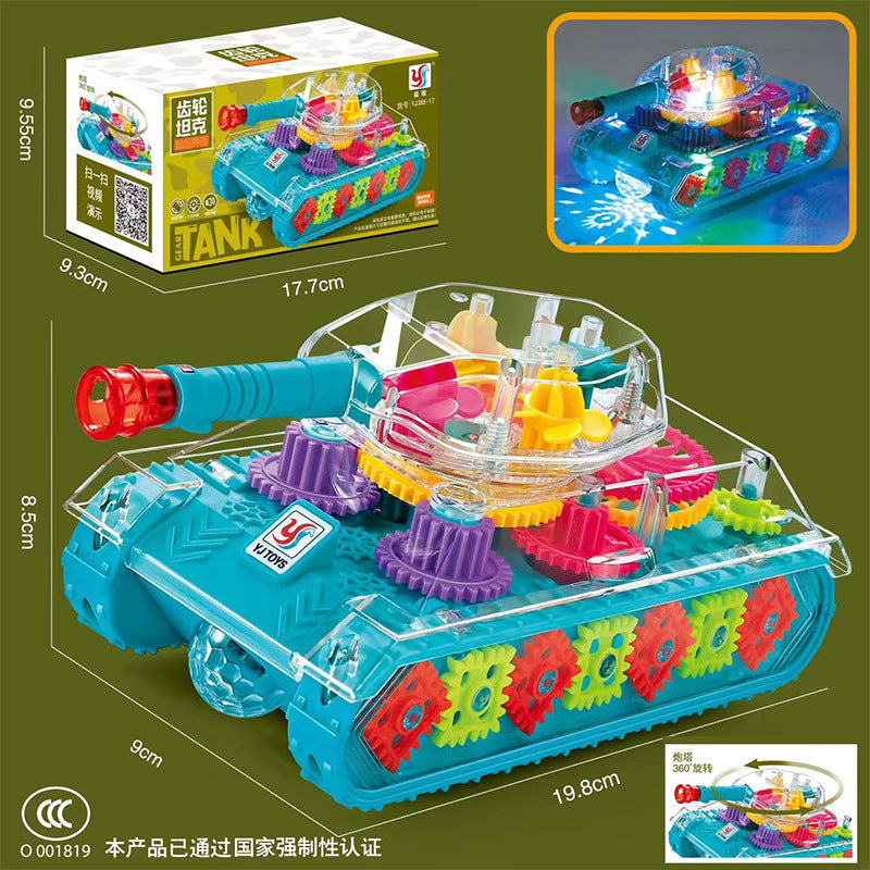 Children's Gear-Driven Electric Land Vehicle Car Toy for 1-3 Year Old Babies, Educational Enlightenment Toy with Lights and…