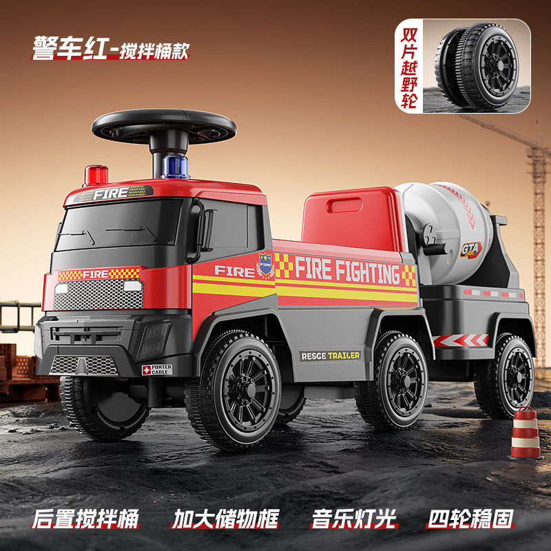 Sliding Spray Mixer Truck Safety Backrest Enlarged Storage Box Light Music Anti-Skid Tires Smooth Body - Scooter [police…