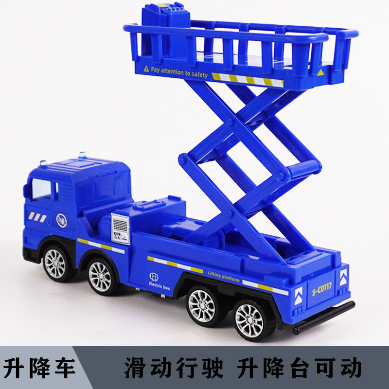 Delixin Kidsren's Rescue Trailer Artificial Flatbed Transporter Car Baby Educational Model Boy Toy Car - Blue lifting car